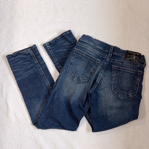 True Religion Ricky Relaxed Straight Jeans Men’s 32 Dark Wash No Flap - Picture 2 of 15